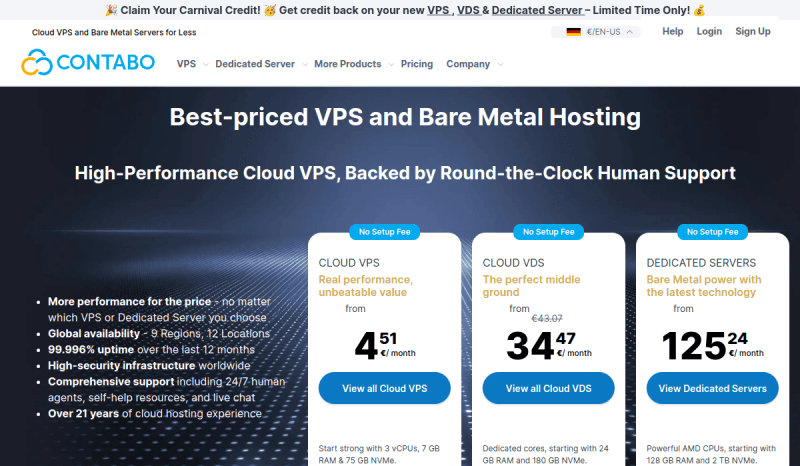 Contabo website preview