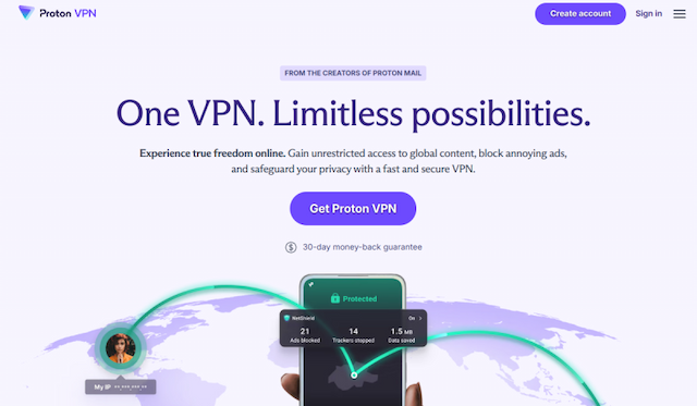 ProtonVpn website preview