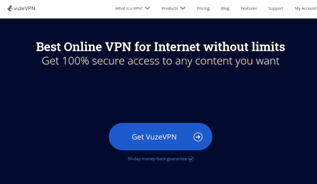 VuzeVpn website preview